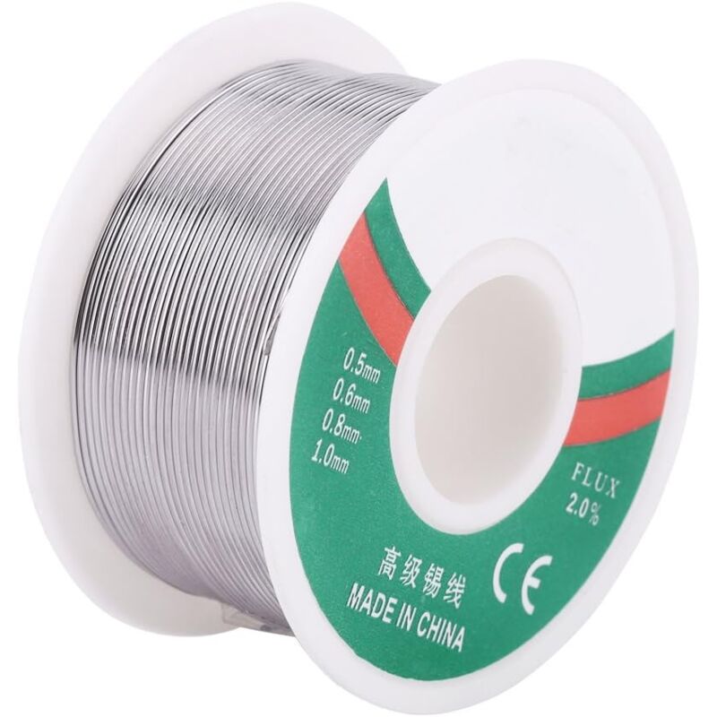 foto del prodotto alovez bobina di filo per saldatura senza piombo da 0,8 mm 100 g, flusso per saldatura con anima in colofonia, rotolo di stagno