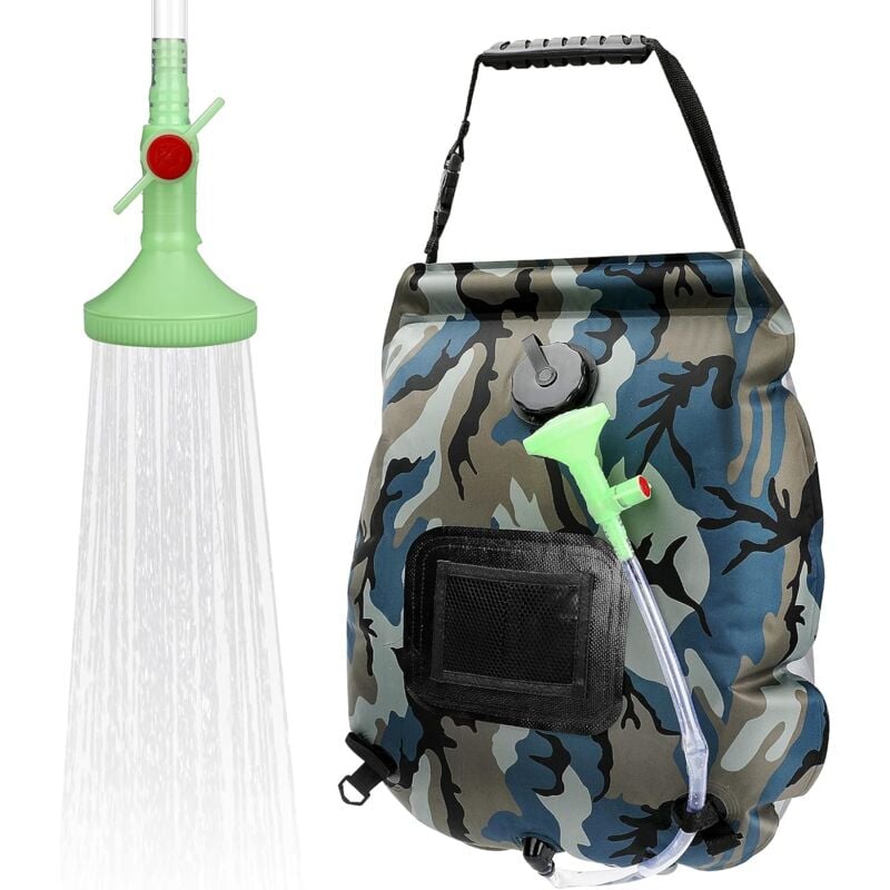foto del prodotto alovez borsa doccia solare da campeggio, borsa doccia portatile solare da 20 litri con soffione doccia commutabile on off 45 c