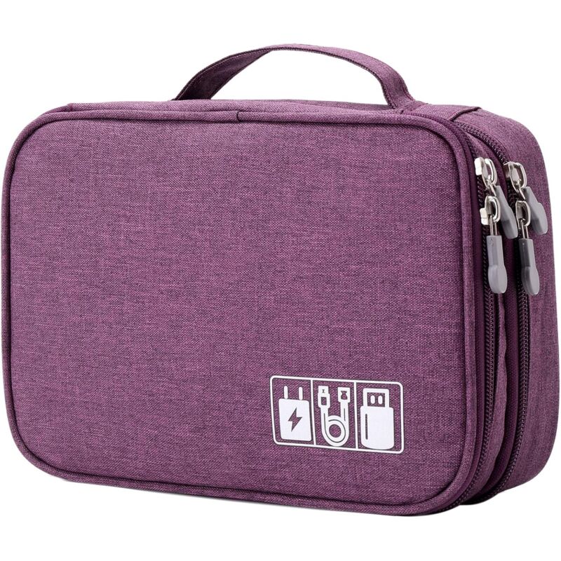 foto del prodotto alovez borsa organizer per cavi, custodia protettiva per accessori elettronici, borsa portacavi a doppio strato