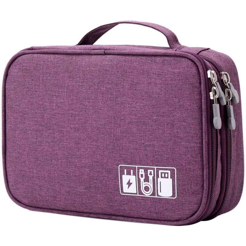 foto del prodotto alovez borsa organizer per cavi da viaggio, custodia per accessori elettronici, borsa portatile per riporre i cavi a doppio strato