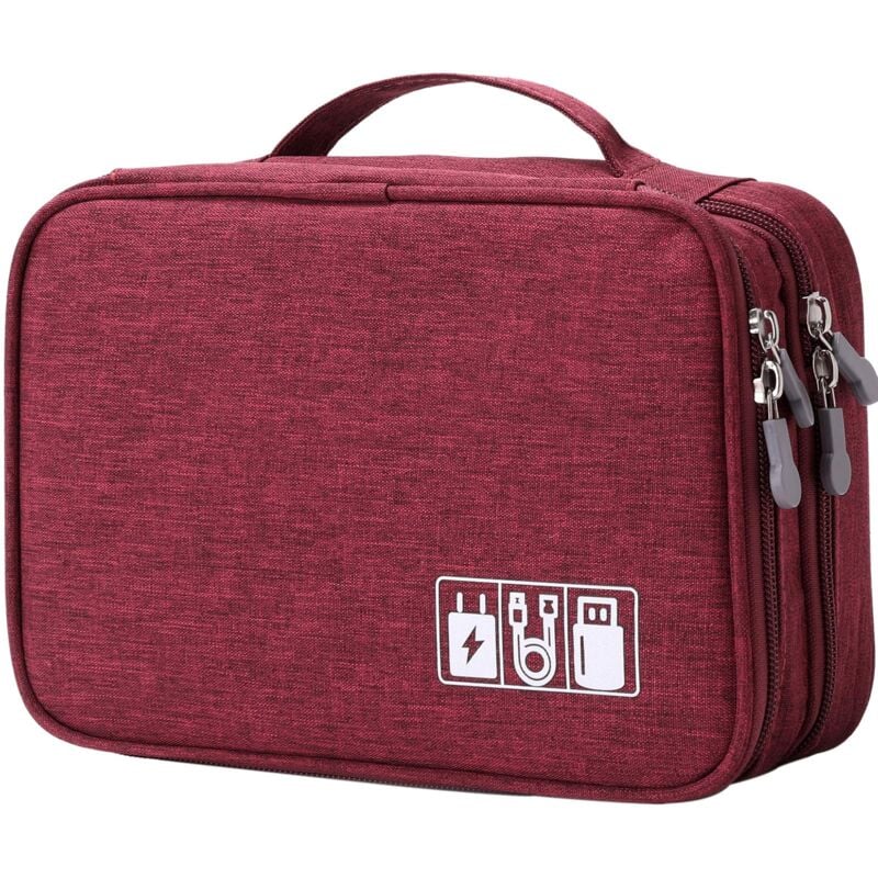 foto del prodotto alovez borsa organizer per cavi da viaggio, custodia per accessori elettronici, borsa portatile per riporre i cavi a doppio strato