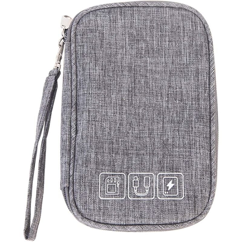 foto del prodotto alovez borsa per accessori elettronici, contenitore per gadget digitali, borsa organizer da viaggio in nylon grigio