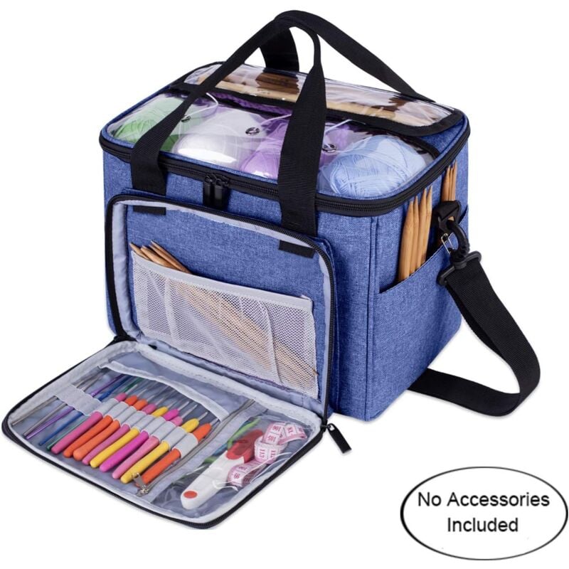 foto del prodotto alovez borsa porta lana, ideale per trasportare lana da lavorare a maglia o all uncinetto, con tasche per gli accessori