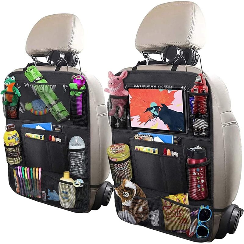 foto del prodotto alovez borsa portaoggetti per sedile posteriore auto, con telaio da tavolo da 10 pollici, 9 tasche portaoggetti, cuscinetti protettivi per schienale
