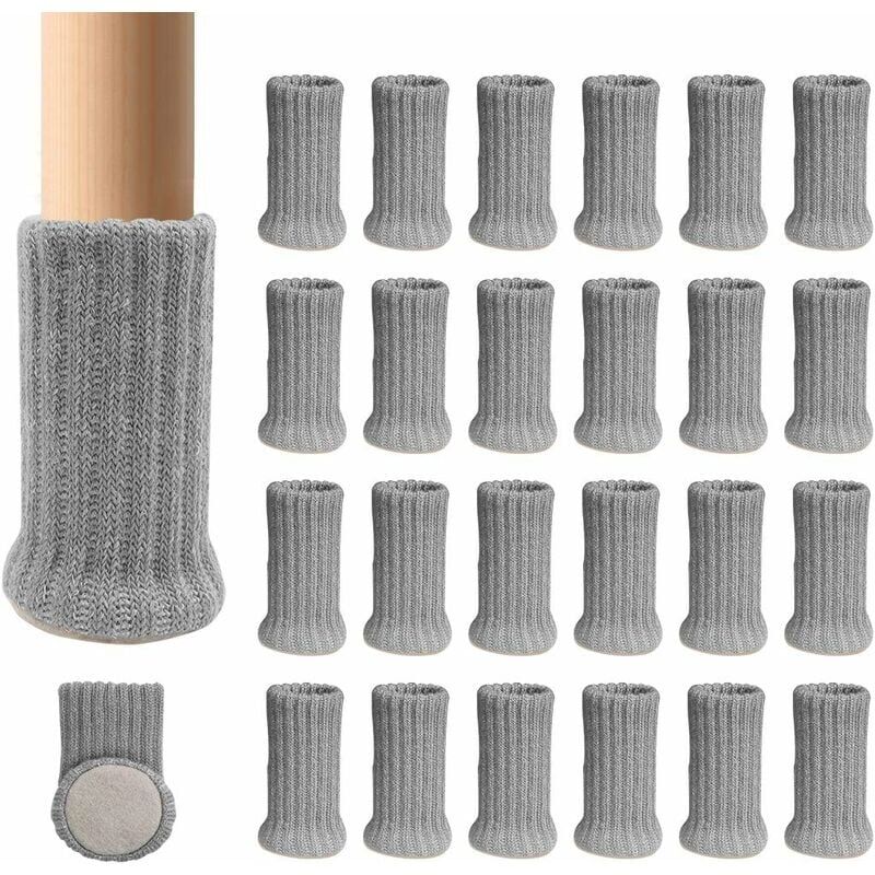 foto del prodotto alovez calzini antiscivolo in maglia per gambe di sedie, prevengono graffi e riducono il rumore, si muovono facilmente, grigio 24 pezzi 