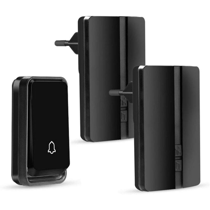 foto del prodotto alovez campanello wireless impermeabile, campanello wireless con 2 ricevitori, copertura 500 piedi all aperto nero .