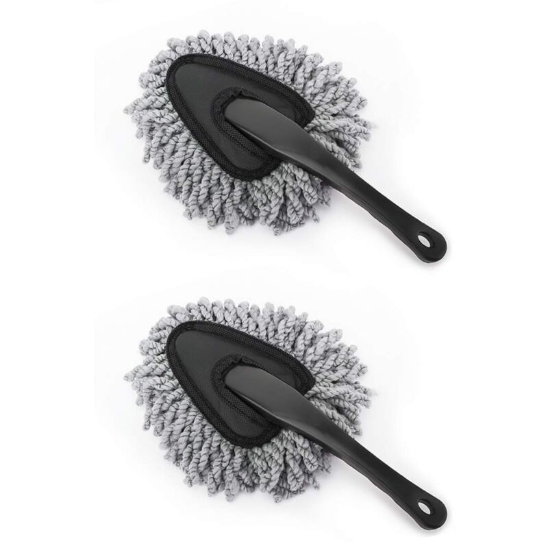 foto del prodotto alovez car duster, 2 confezioni di spazzole per cruscotto auto in microfibra super morbida grigio