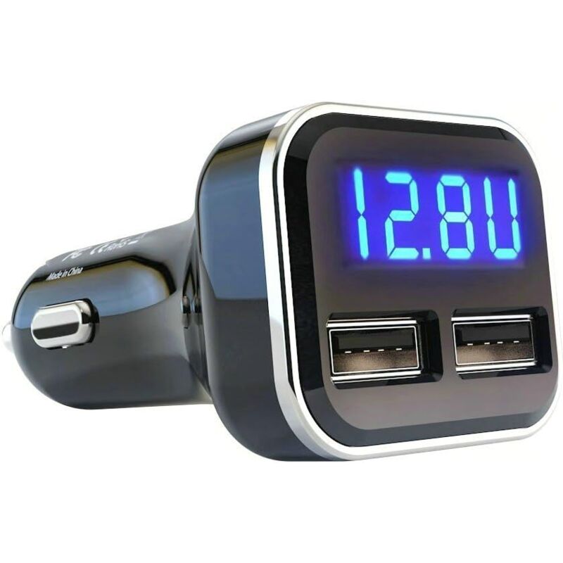foto del prodotto alovez caricabatterie usb per auto caricabatterie per telefono da auto a doppia porta da 4,8 a e 24 w con voltmetro a led, presa accendisigari