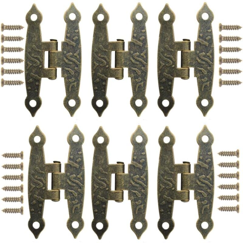 foto del prodotto alovez cerniera per mobili, 20 pezzi cerniere pieghevoli in metallo in stile retr in bronzo con viti per piccole porte per mobili retr da cassiere