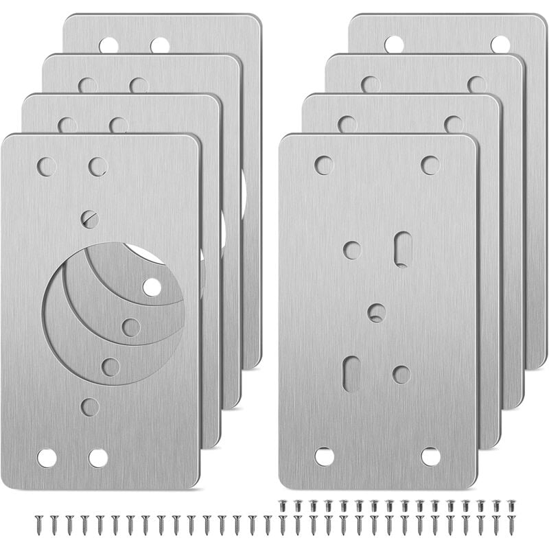 foto del prodotto alovez cerniera per mobili, 8 pezzi cerniera staffe di riparazione cerniera in acciaio inossidabile kit con 48 viti per mobili in legno scaffali