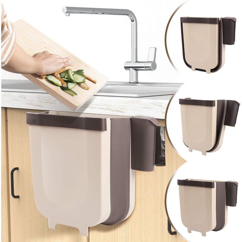 foto del prodotto alovez cestino pieghevole, cestino moderno da appendere con porta sacco per la spazzatura per la porta dell armadio da cucina