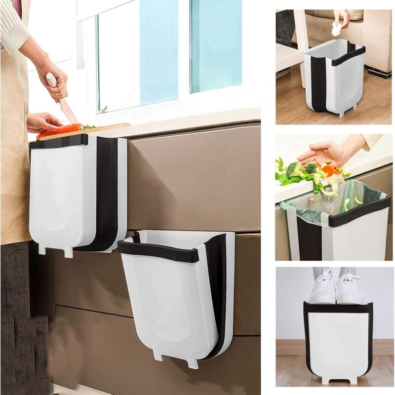 foto del prodotto alovez cestino pieghevole da appendere alla porta dell armadio da cucina, piccolo cestino pieghevole compatto