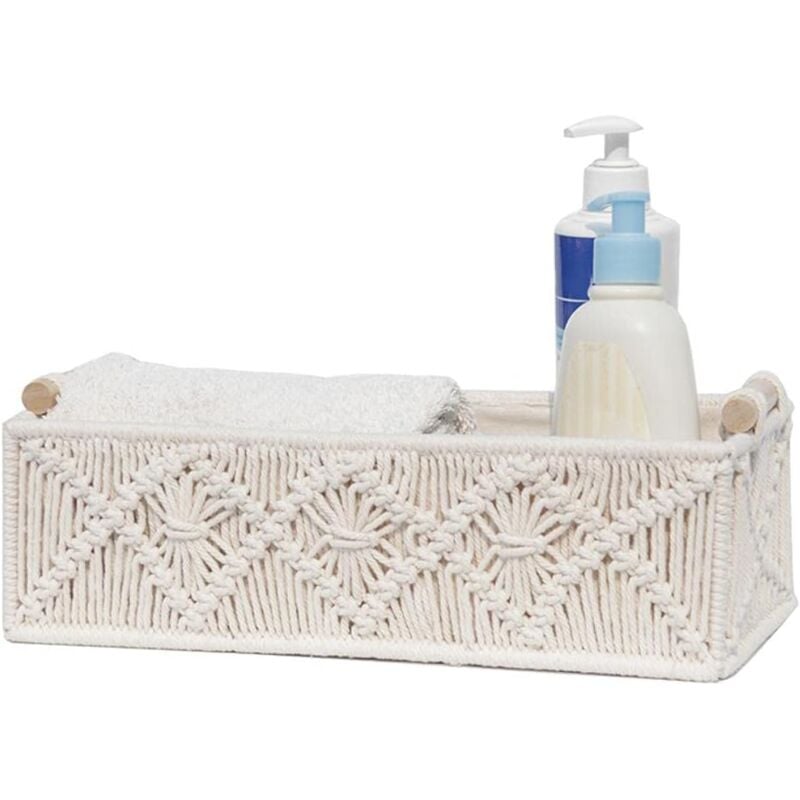 foto del prodotto alovez cestino portaoggetti decorativo con pompon stile boh mien cestino decorativo intrecciato da bancone