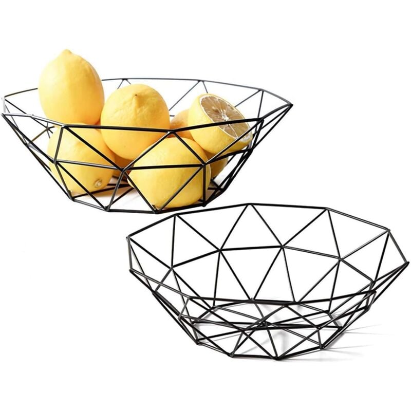 foto del prodotto alovez cesto portafrutta in metallo, set da 2, per torte di frutta, nero, 27 x 9,2 x 14,5 cm