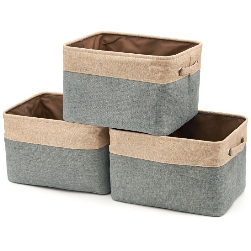 foto del prodotto alovez cesto portaoggetti pieghevole per biancheria con manici set da 3 grigio beige 