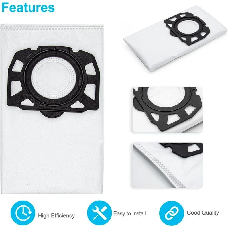 foto del prodotto alovez confezione da 12 sacchetti filtro kfi 487, accessori per aspirapolvere k rcher wd4, wd5, wd6, mv4, mv5, mv6, wd4.000...wd5.999, 2.863 006.0