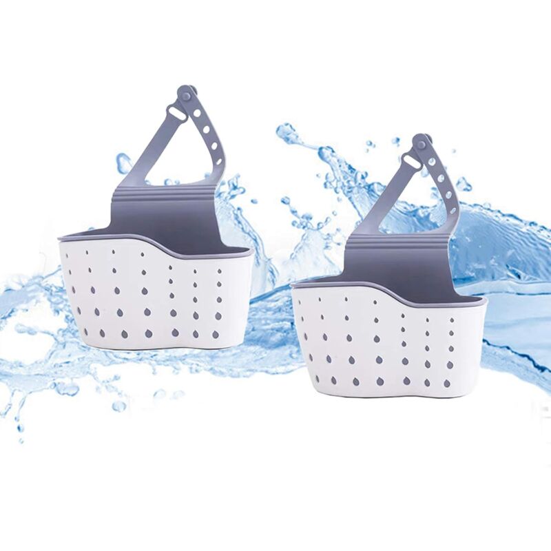 foto del prodotto alovez confezione da 2 cestelli per lavello da cucina e bagno, porta spugna sospeso multifunzionale