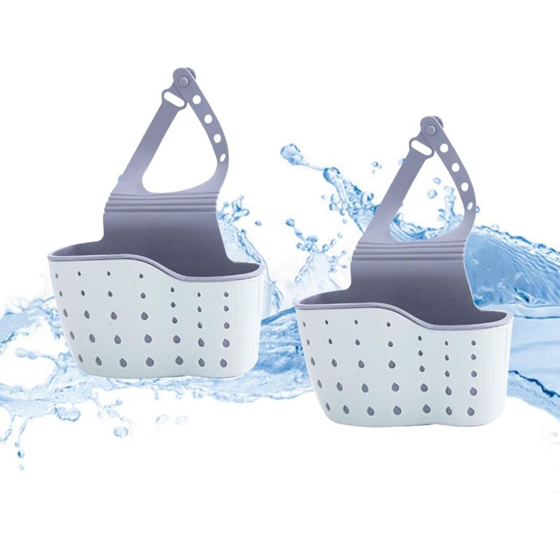 foto del prodotto alovez confezione da 2 cestelli per lavello da cucina e bagno, porta spugna sospeso multifunzionale