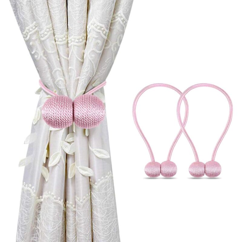 foto del prodotto alovez confezione da 2 fermatende magnetici per tende, drappeggi, decorazioni per soggiorno o ufficio, senza bisogno di attrezzi rosa 