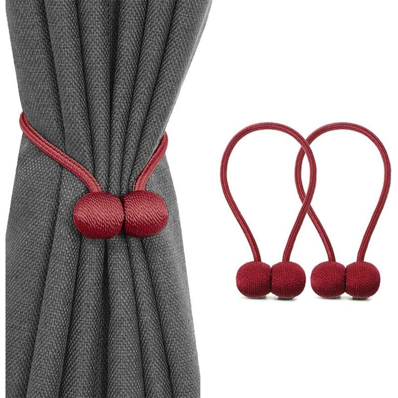 foto del prodotto alovez confezione da 2 fermatende magnetici per tende, drappeggi, decorazioni per soggiorno o ufficio, senza bisogno di attrezzi rosso vino 