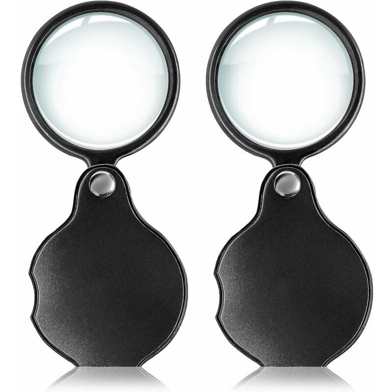 foto del prodotto alovez confezione da 2 lenti di ingrandimento tascabili piccole 10x, mini lente di ingrandimento pieghevole premium con coperchio girevole per la