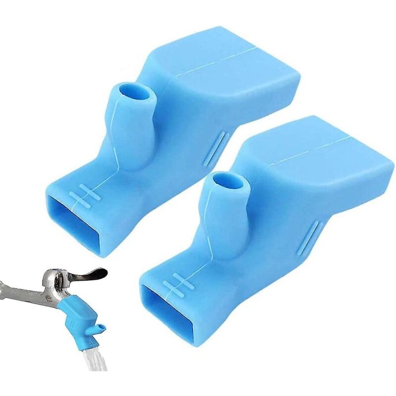 foto del prodotto alovez confezione da 2 prolunghe in silicone per rubinetto da cucina, bagno o lavandino blu 