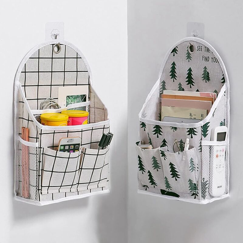 foto del prodotto alovez confezione da 2 sacchetti portaoggetti da parete per casa, cestini portaoggetti da ufficio, cestini portaoggetti da appendere in cotone e