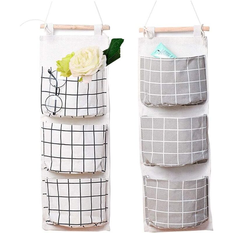 foto del prodotto alovez confezione da 2 sacchetti portaoggetti sospesi, confezione da 3 sacchetti portaoggetti da parete per la cameretta dei bambini, tasche