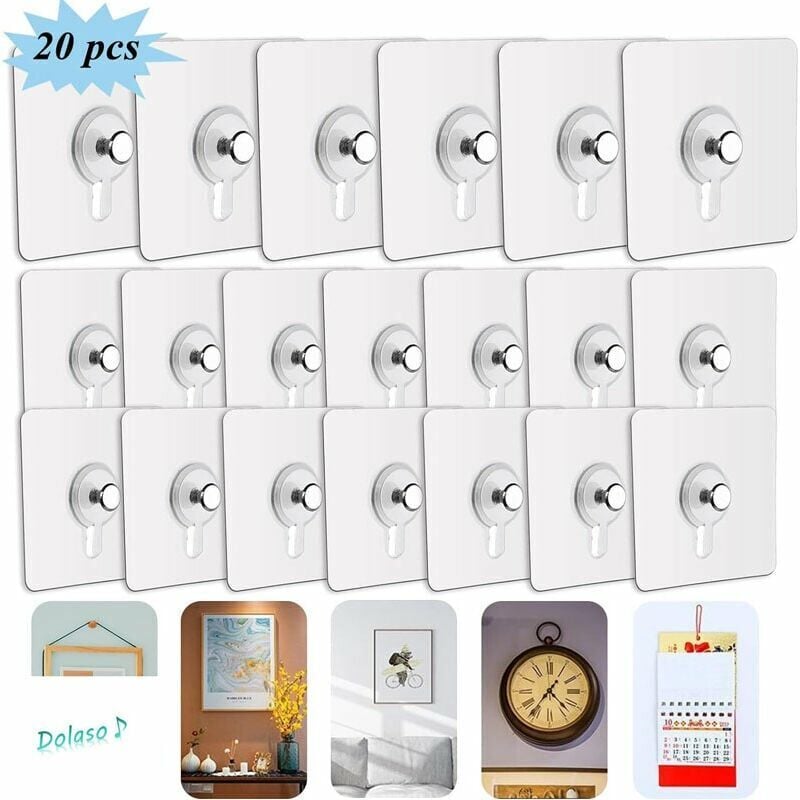 foto del prodotto alovez confezione da 20 ganci adesivi per quadri senza foratura, ganci adesivi per cornici per appendere cornici, arte murale, decorativi, senza