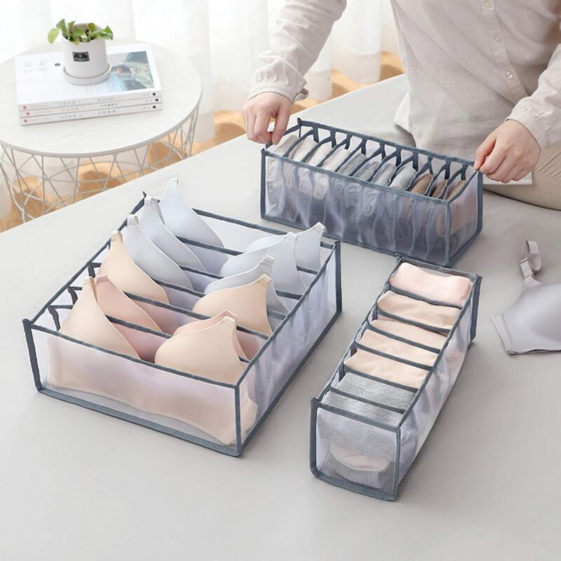 foto del prodotto alovez confezione da 3 organizer pieghevoli per cassetti per biancheria intima in tessuto non tessuto per reggiseni, calzini e sciarpe