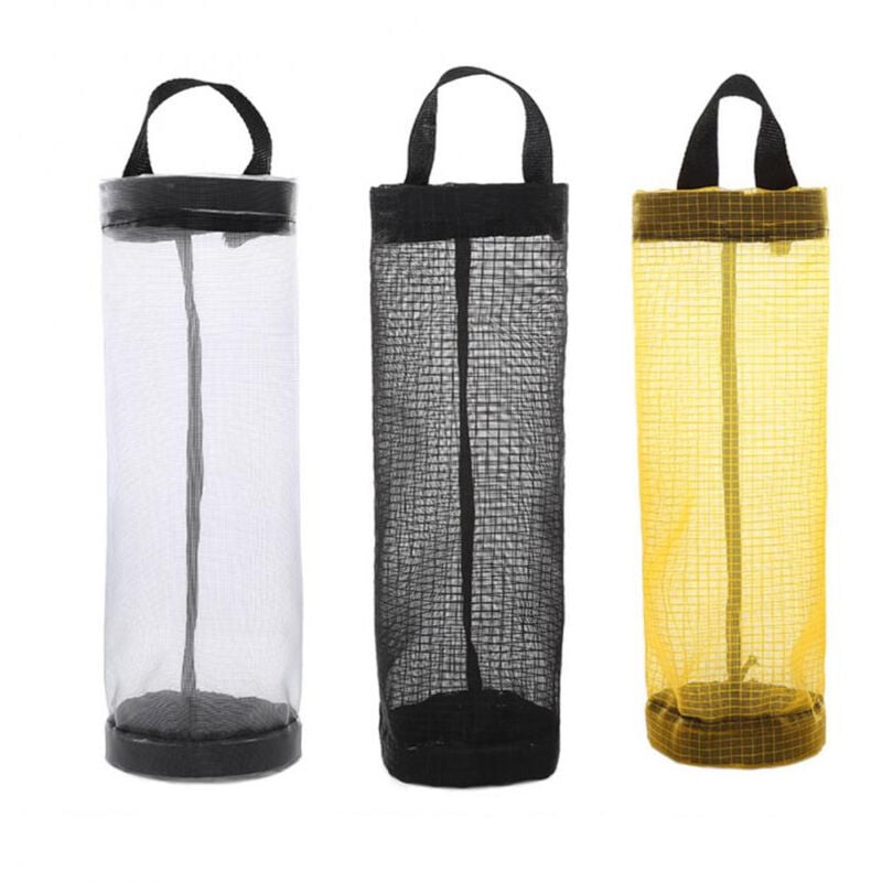 foto del prodotto alovez confezione da 3 porta sacchetti della spazzatura in nylon, organizer per sacchetti in rete appesi, sacchetti trasparenti riutilizzabili