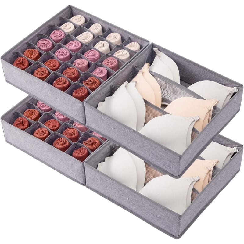foto del prodotto alovez confezione da 4 organizer lavabili per cassetti per calzini, biancheria intima, reggiseni, armadio pieghevole per ufficio
