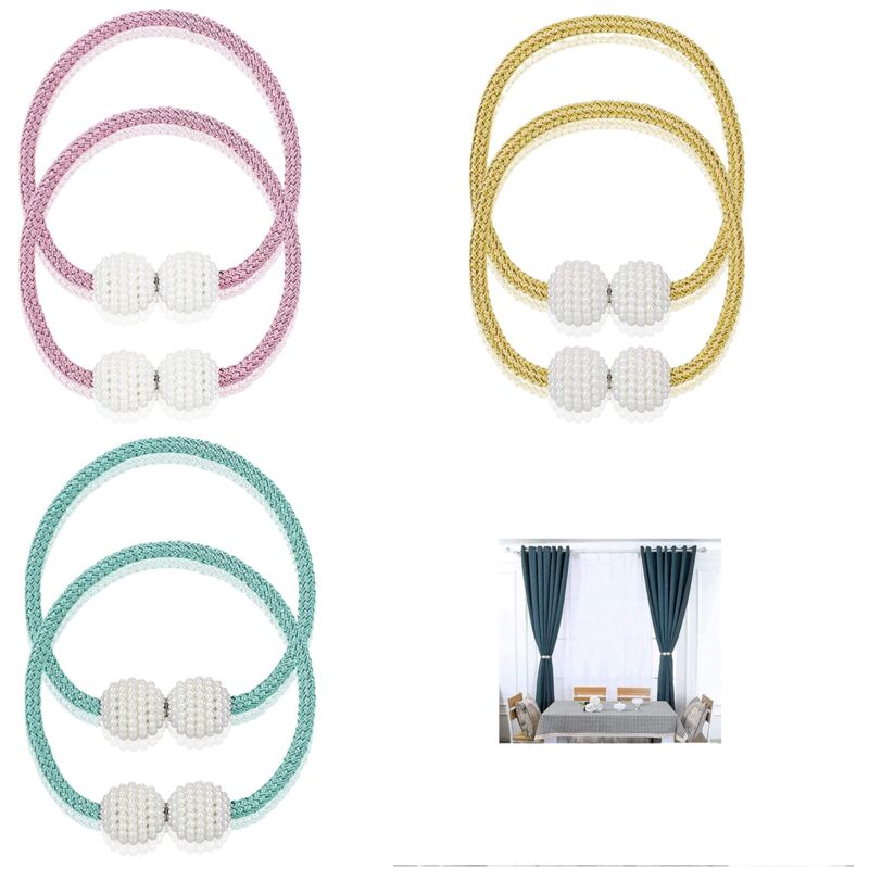 foto del prodotto alovez confezione da 6 fermatende magnetici, fibbie per tende per la casa, fermatende pi pratici, clip intrecciate