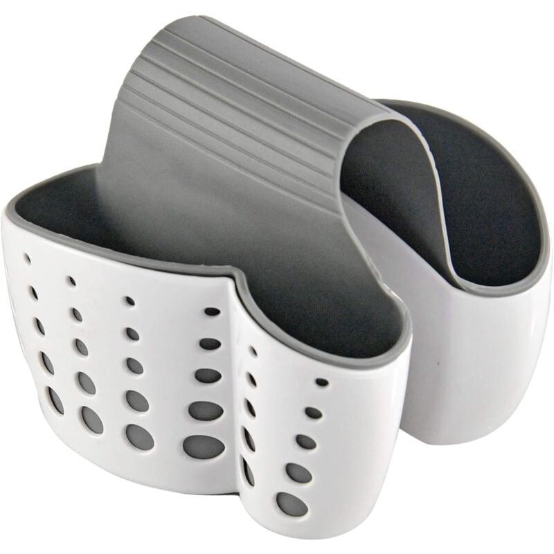 foto del prodotto alovez contenitore per doppio lavello con porta spugna e detergente, organizer per rubinetto, fori di scarico antimicrobici, sella in plastica e