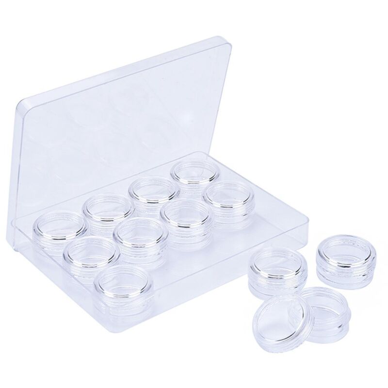 immagine 0 del prodotto alovez contenitore trasparente con perline e 12 barattoli vuoti in plastica trasparente per cosmetici da 5 g 5 ml, per trucco, crema, lozione,