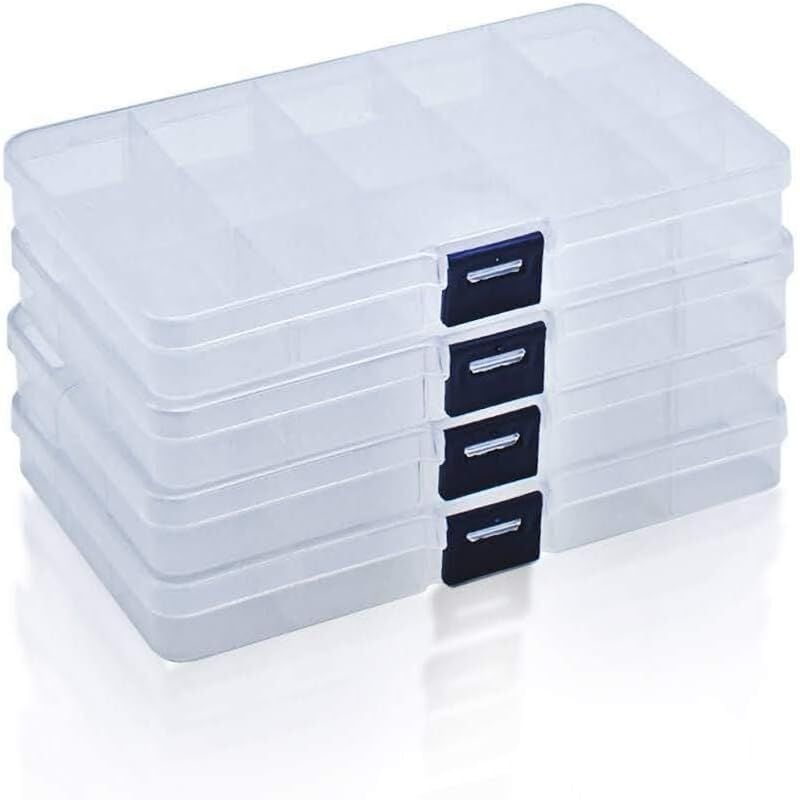 foto del prodotto alovez contenitori in plastica con coperchio, contenitori con 15 scomparti regolabili e rimovibili