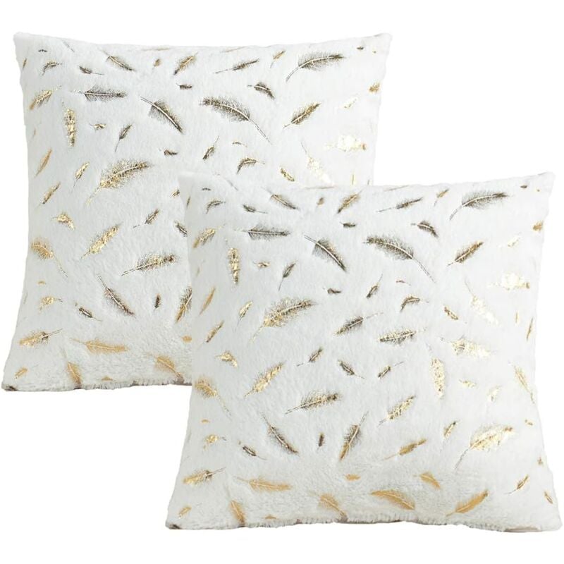 foto del prodotto alovez copricuscino in peluche di piume, copricuscino in pelliccia dorata per divano letto, arredamento per ufficio, 40 x 40 cm, set da 2