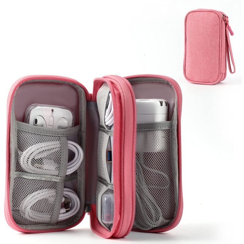 foto del prodotto alovez custodia per dispositivi elettronici, 3 scomparti, borsa organizer per cavi da viaggio, custodia portatile per dispositivi elettronici