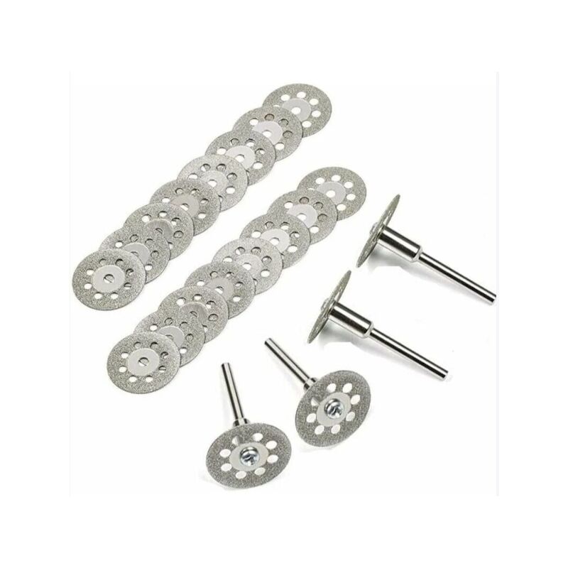 foto del prodotto alovez disco da taglio diamantato, 20 pezzi da 22 mm mini dischi da taglio diamantati con 4 mandrini per dischi rotanti per utensili rotanti dischi