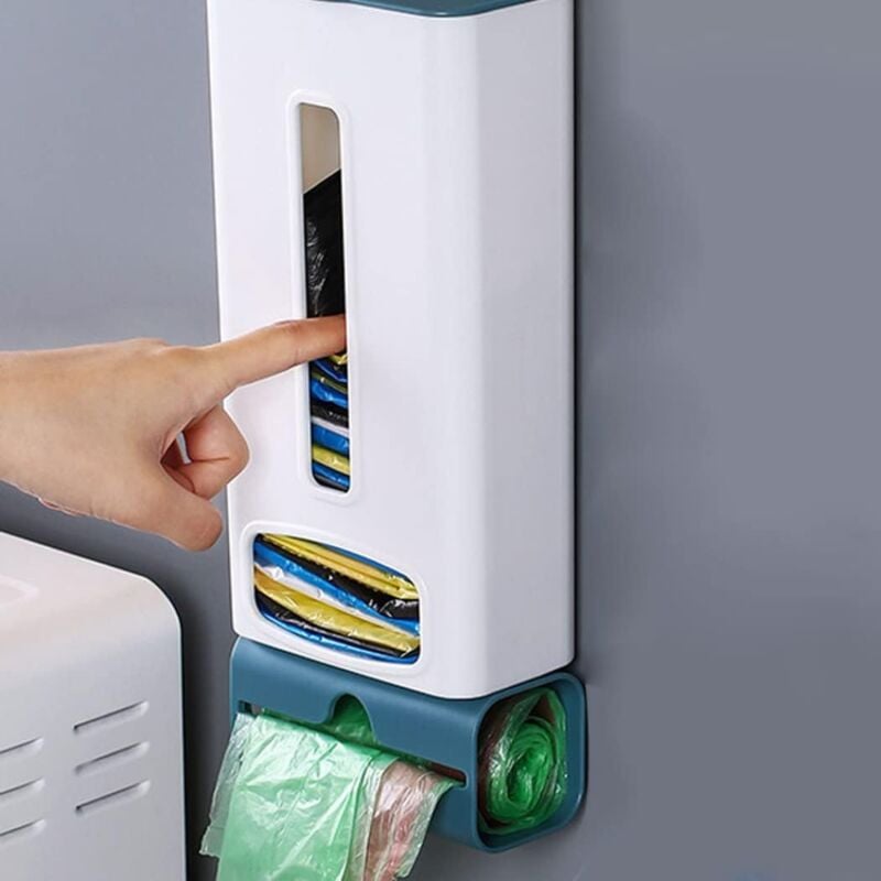foto del prodotto alovez distributore di sacchetti per la spazzatura a parete, porta sacchetti per la spazzatura della spesa, contenitore per sacchetti di plastica,