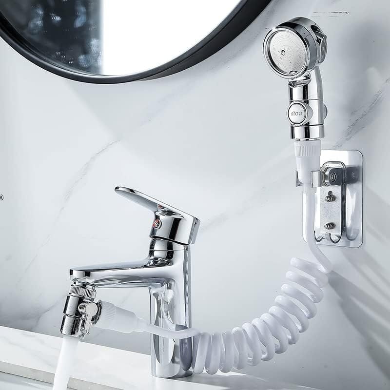 foto del prodotto alovez doccetta per il lavandino del bagno, soffione doccia universale, tubo telescopico, perfetta per lavare i capelli o pulire lavandini e bidet