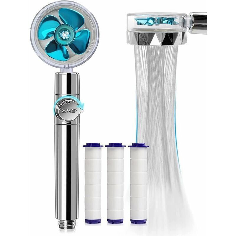 foto del prodotto alovez doccetta, soffione doccia anticalcare a risparmio idrico, soffione doccia ad elica ad alta pressione sistema di filtraggio a tre livelli con