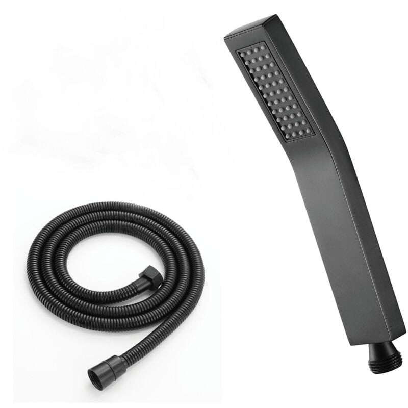 foto del prodotto alovez doccetta, soffione nero con flessibile e supporto, set doccetta, soffione doccia in ottone a parete, soffione a pioggia, soffione doccia a
