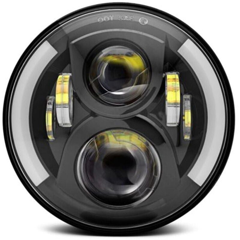 foto del prodotto alovez - fari a led per motociclette da 12 v, indicatori di direzione rotondi retrò, sostituzione fari jeep wrangler da 7 pollici