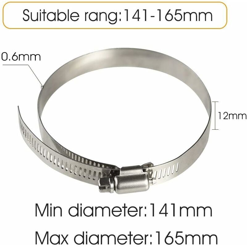 foto del prodotto alovez fascette stringitubo regolabili in acciaio inox da 150 mm per il fissaggio di tubi flessibili 141 mm 165 mm 