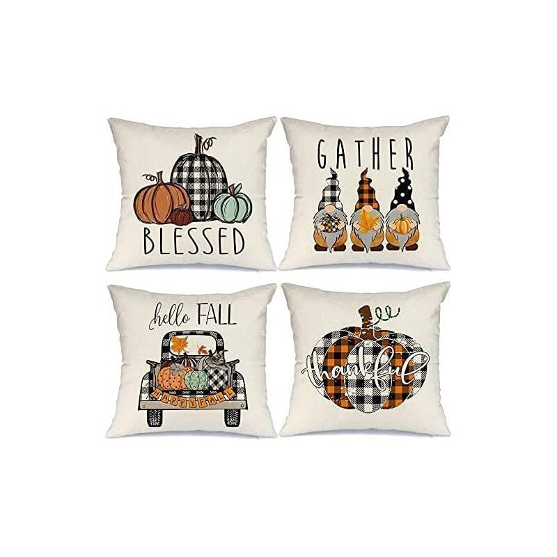 foto del prodotto alovez federe autunnali da 50 cm x 50 cm, set di 4 federe per cuscini per decorazioni autunnali in stile fattoria per il ringraziamento