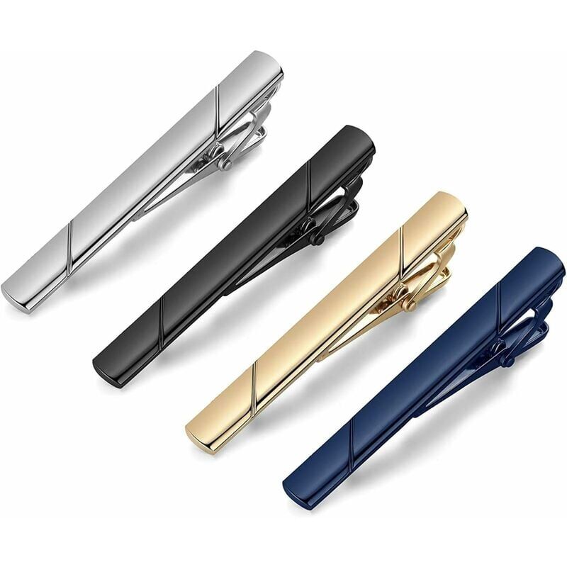 foto del prodotto alovez fermacravatta per uomo, set di fermacravatta nero oro blu grigio argento per cravatte normali, idee regalo di lusso