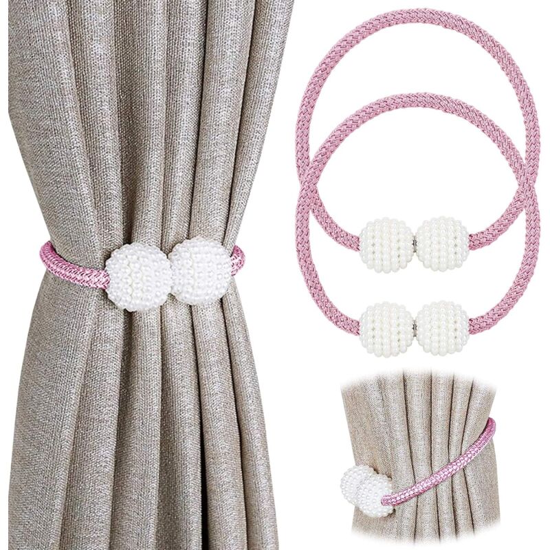 foto del prodotto alovez fermatende magnetici a clip fermatende per finestre per casa e ufficio, fermatende decorativi in corda, design classico 1 paio, rosa 