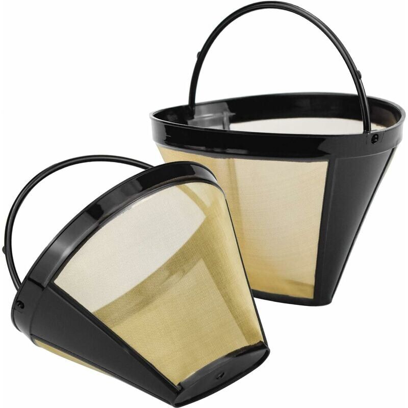 foto del prodotto alovez filtri per caff riutilizzabili, con filtro a maglie in acciaio inox misura 4, per 8 12 tazze di caff , plastica nera