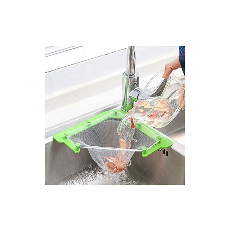 foto del prodotto alovez filtro triangolare con tre supporti, sacchetto filtro lavello, retina lavello, per residui di cucina, cestello filtro a maglia fine